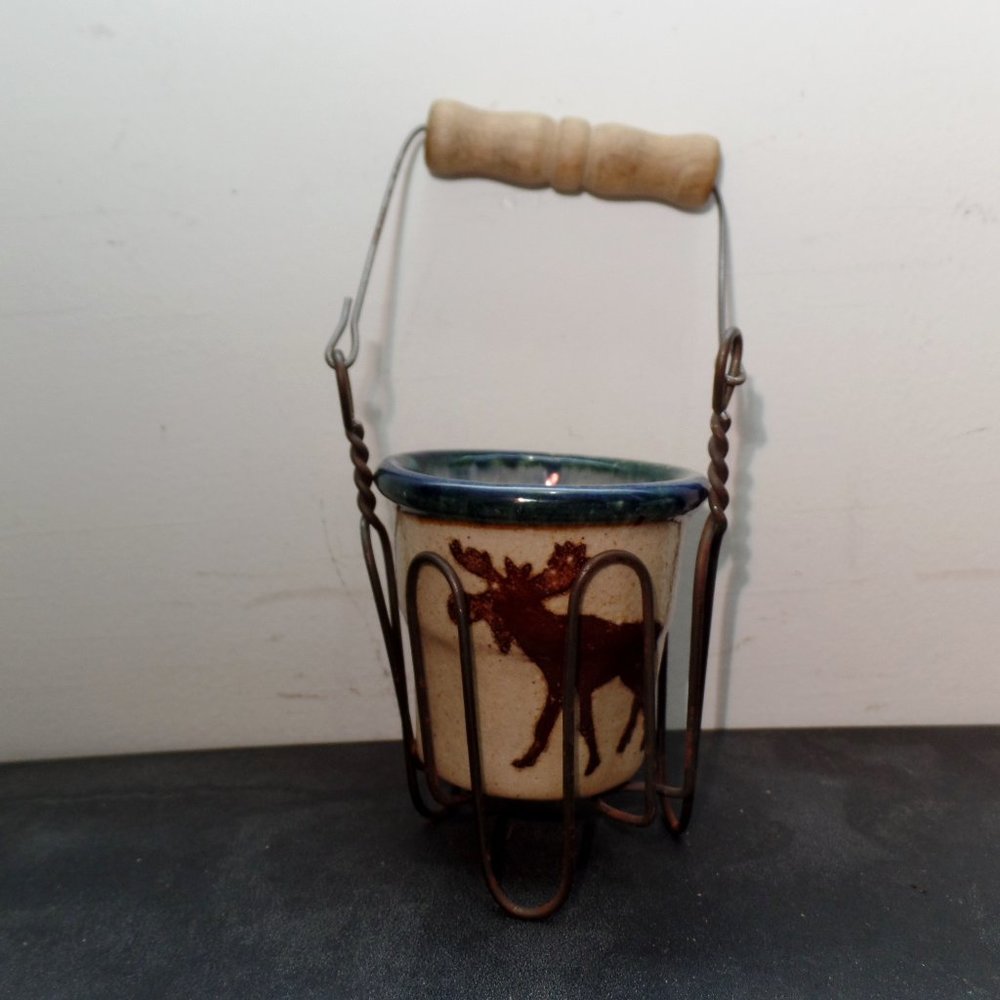 Monroe Salt Works Mini 2.5 Inch Crock Farmhouse Wire Carry Basket